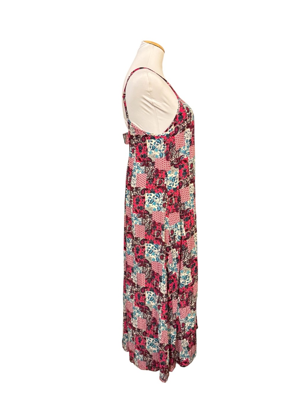 NWT Natural Life Boho Patchwork Maxi Slip Dress in Fuchsia - Picture 3 of 8